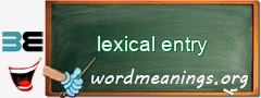 WordMeaning blackboard for lexical entry